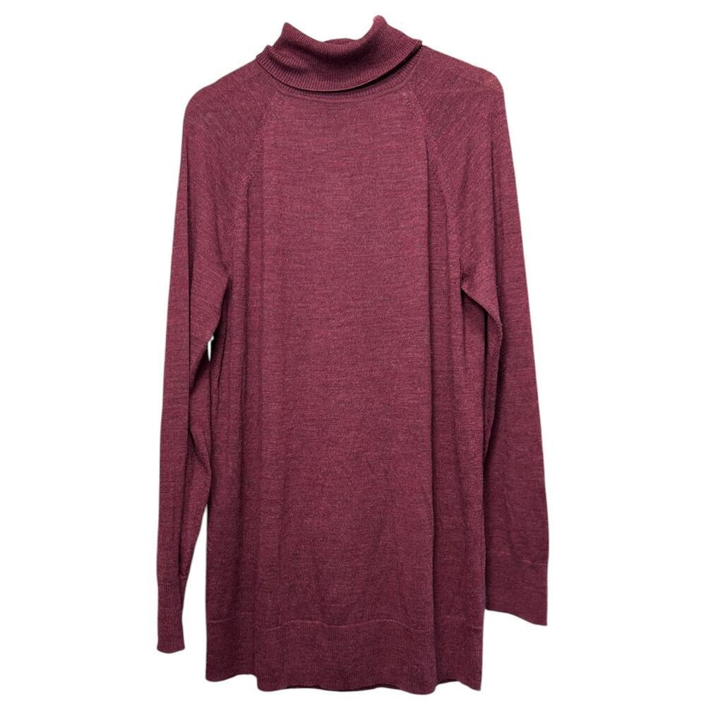 Gap 100% Merino Wool Sweater Dress Maroon Burgundy Knit Turtleneck sz Large Tall - Picture 1 of 4